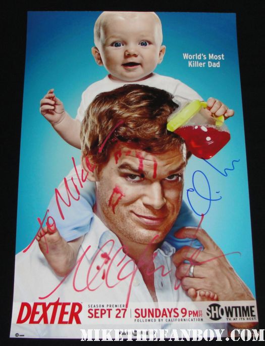 Michael C Hall signed Dexter season 4 promo poster mike the fanboy mike gets around