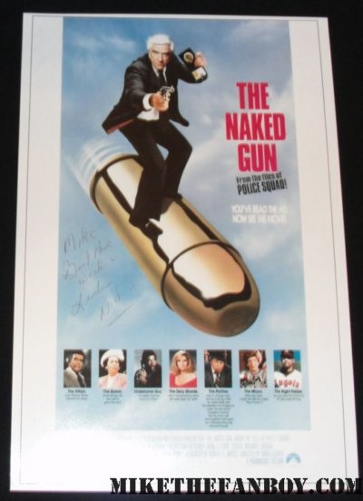 Leslie Nielsen Frank Drebin Naked Gun signed Autograph poster Rare RIP