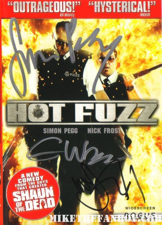 Simon Pegg and nick frost at the paul premiere at the chinese theatre in los angeles hot fuzz dvd right signed autograph silver