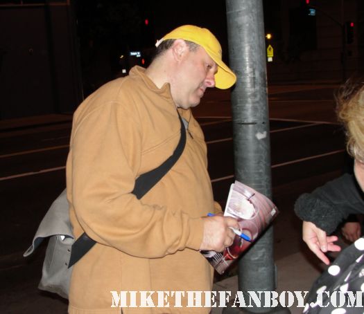 james gandolfini from god of carnage signing autographs for fans after the final performance at the ahmanson theatre