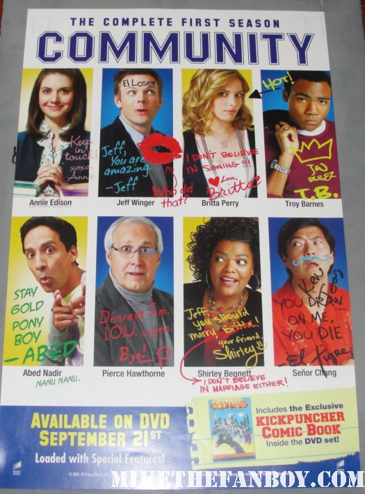 ken jeong signed autograph cast community promo san diego comic con 2011 promo mini poster rare hand signed autograph chevy chase
