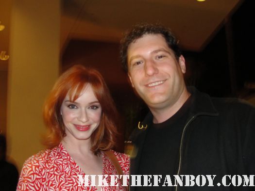mad men star Christina Hendricks AKA joan with mike the fanboy at a Mad Men q and a for the emmy series signed autograph promo hot sexy photo shoot rare season 4 
