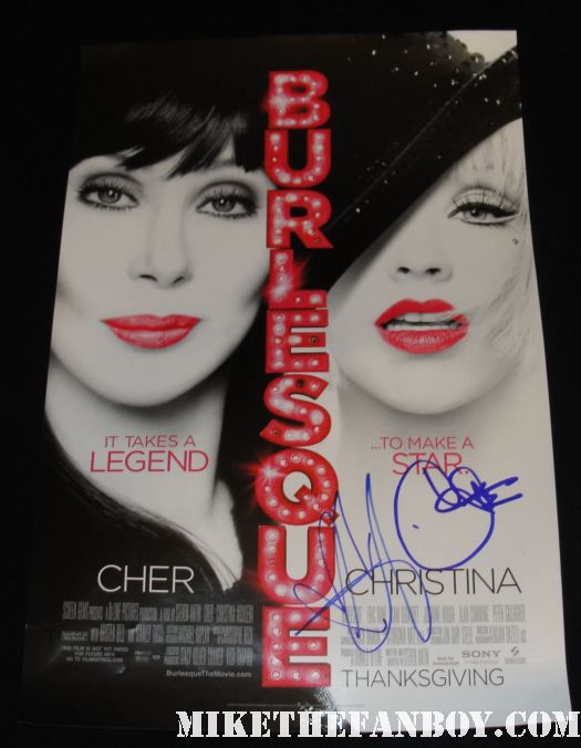 cher the living legend signing autographs for mike the fanboy at the zookeeper world movie premiere mermaids moonstruck burlesque cher and christina aguilera signed autograph burlesque mini movie poster rare promo hot