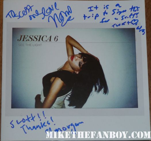 Jessica 6 autographed signed 7" vinyl single Jessica 6 performing a live concert at the echo in los angeles in los angeles ca with lead singer Nomi Ruiz live concert photos rare promo hot sexy Morgan Wiley, and Andrew Raposo