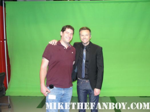 mike the fanboy and joel mchale on the set of the soup at E! Entertainment studios rare community