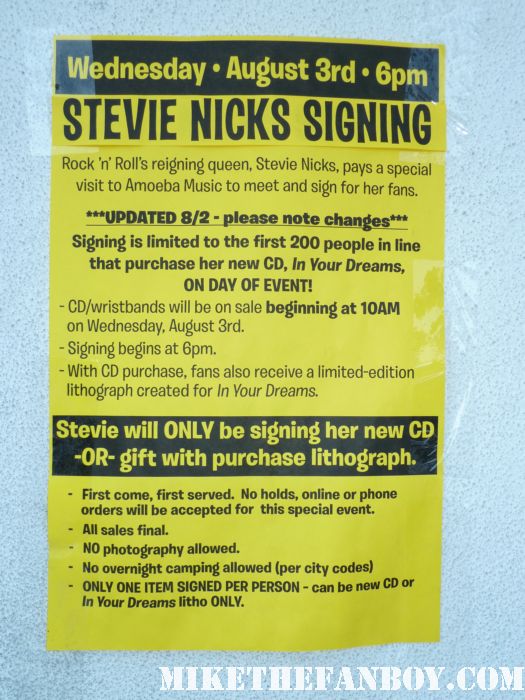 scotty at the stevie nicks cd signing at amoeba music hollywood rare autograph signing in your dreams rare promo