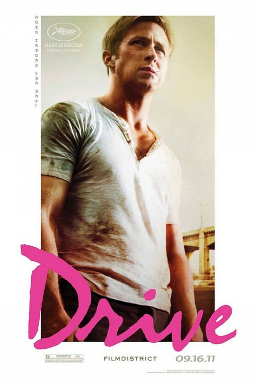 ryan gosling in the drive one sheet movie poster promo looking like a gay hooker in a gold lame jacket