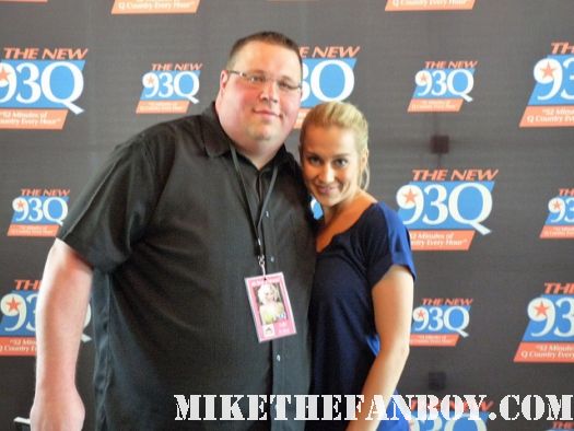 chuck our man in texas with small town girl singer and american idol star kellie pickler at a radio station meet and greet