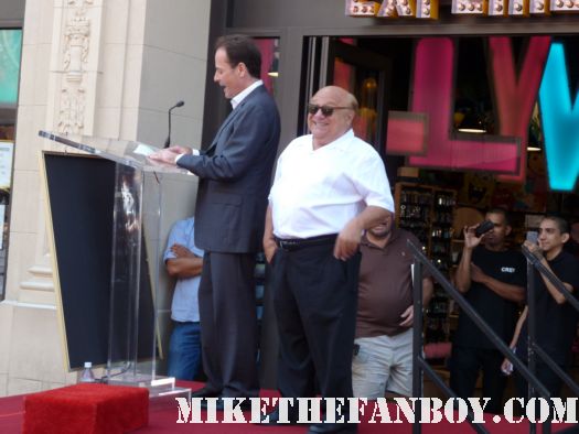 danny devito signing autographs for fans at his walk of fame star ceremony Danny devito's walk of fame star ceremony on hollywood blvd rhea pearlman signed autograph promo rare