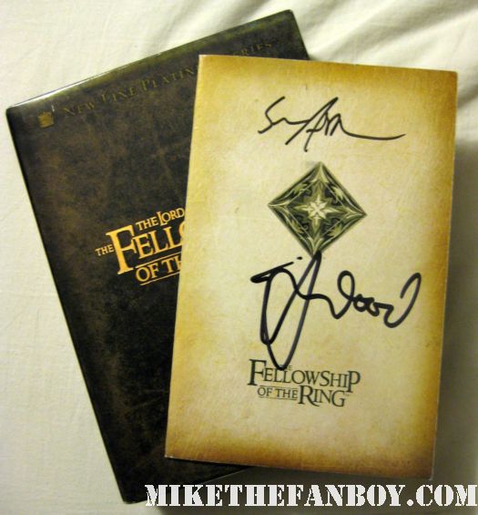 elijah wood sean astin signed autograph lord of the rings fellowship of the ring dvd set rare promo