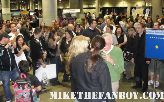 stan lee marvel maestro milling with fans and  people at the comikaze expo 2011 los angeles convention center rare promo