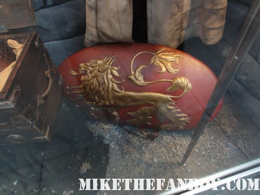 game of thrones on HBO prop and costume display from new york city sean bean lean headey hot sexy rare sheild deer dragon eggs lannister shield