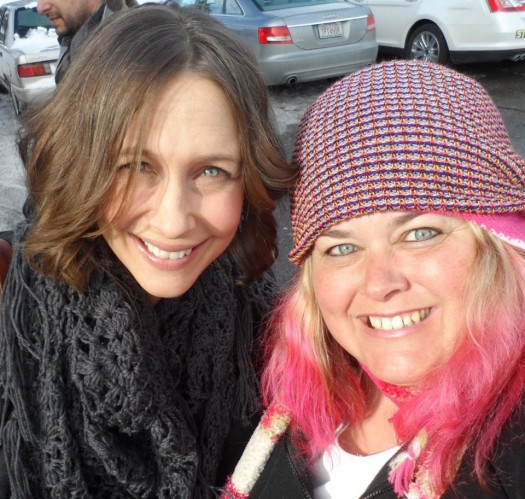 vera farmiga posing with pinky from mike the fanboy at sundance film festival 2012 hot sexy rare promo source code