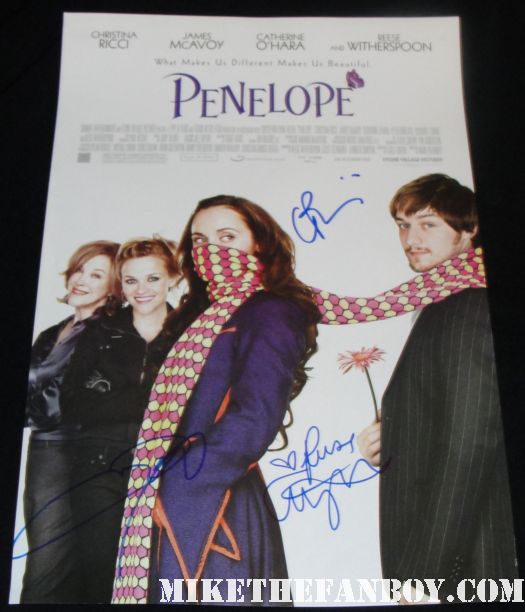 christina ricci james macavoy reese witherspoon hand signed autograph penelope mini promo poster