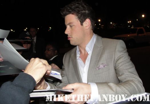 Cory Monteith from Glee stops to sign autographs for fans at the fox all star party 2012 hot sexy finn quinn
