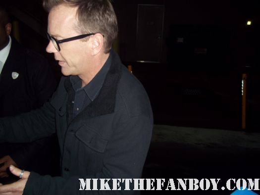24 star Kiefer Sutherland signs autographs for fans before a talk show taping to promote touch ! Jimmy Kimmel touch rare lost boys