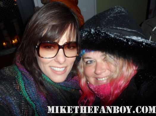 parker posey poses with Pinky from Mike The Fanboy at sundance 2012 party girl star hot sexy rare signed autograph