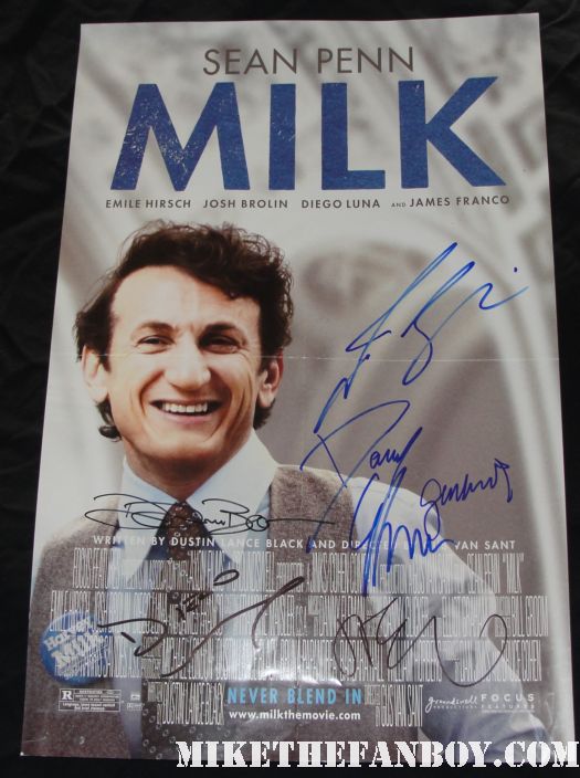 diego luna sean penn signed autograph milk mini movie photo one sheet movie poster emile hirsch