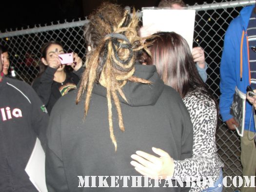 Reginald Quincy "Fieldy" Arvizu signing autographs for fans after korn taped the jimmy kimmel live television series