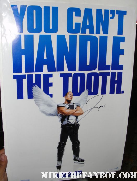 dwayne the rock johnson signing autographs for fans at the journey 2 world movie premiere hot sexy rare promo signed mini poster promo the tooth fairy