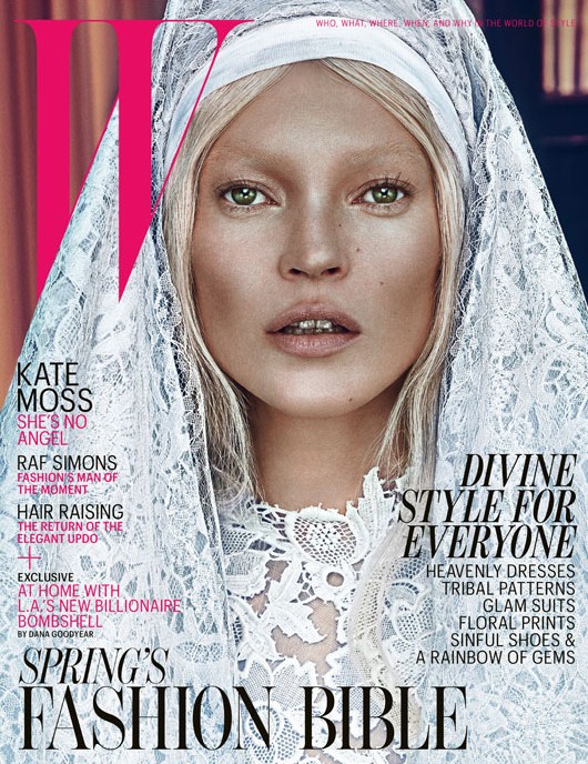 w magazine march 2012 with dual covers by kate moss hot and sexy rare photo shoot nun divine style promo rare