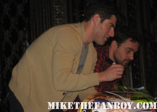 Max Greenfield and Jake Johnson signing autographs for fans at the new girl paleyfest panel hot sexy deputy leo