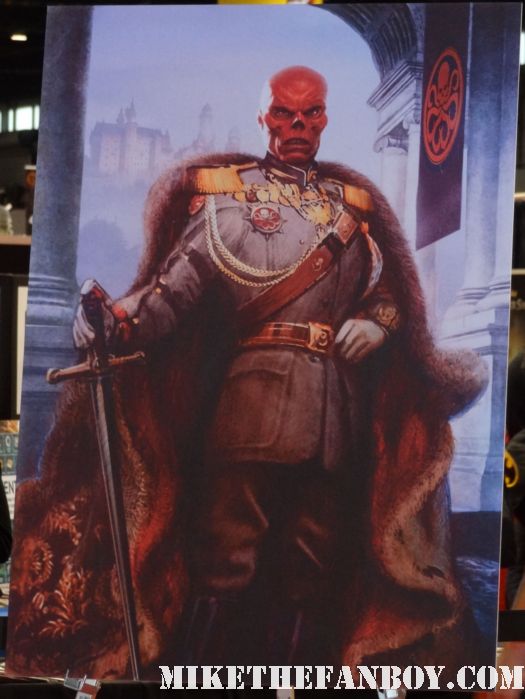 original captain america red skull poster mask captain america prop and costume display at chicago's c2e2 shield costume cosplay rare promo profiles in history auction