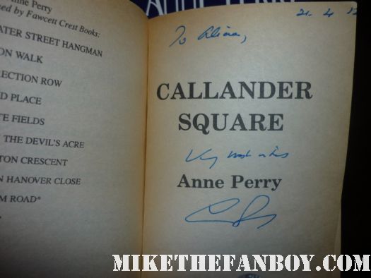 anne perry signed autograph book callander square los angeles times festival of books signed book novel