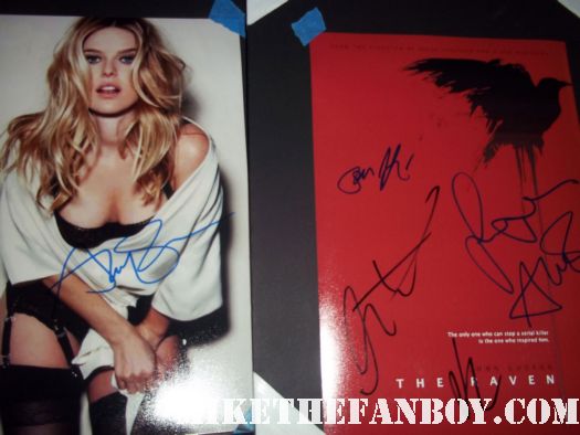 john cusack signed autograph the raven promo mini poster alice eve signed autograph sexy hot photo rare she's out of my league the raven world movie premiere