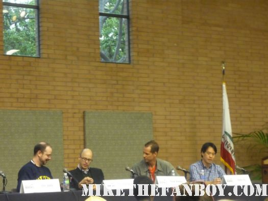 World Building panel at the los angeles times festival of books 2012 (L-R) John Scalzi “Old Man’s War”, Lev Grossman “The Magicians”, Frank Beddor “The Looking Glass Wars” and Charles Yu the moderator and “How to Live Safely in a Science Fiction Universe”