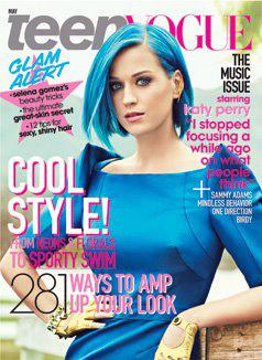 katy-perry-teen-vogue magazine cover photo shoot hot sexy rare promo may 2012 teen vogue magazine cover blue hair