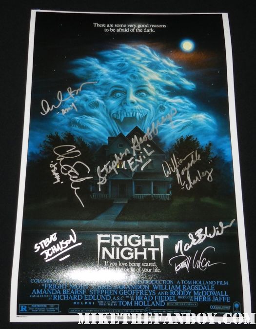 fright night 1985 rare promo movie poster signed autograph by the cast william ragsdale amanda bearse stephen geoffries chris sarandon movie poster promo