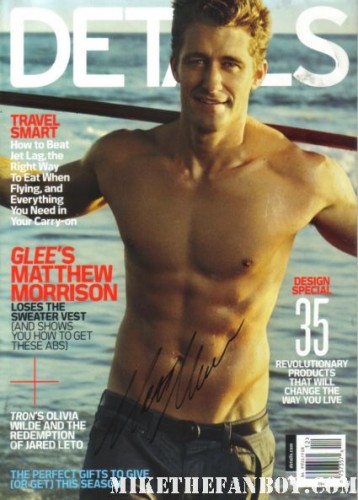 Matthew morrison signed autographed sexy shirtless details magazine cover hot sexy from Glee signing autographs for fans at the what to expect when you're expecting world movie premiere hot