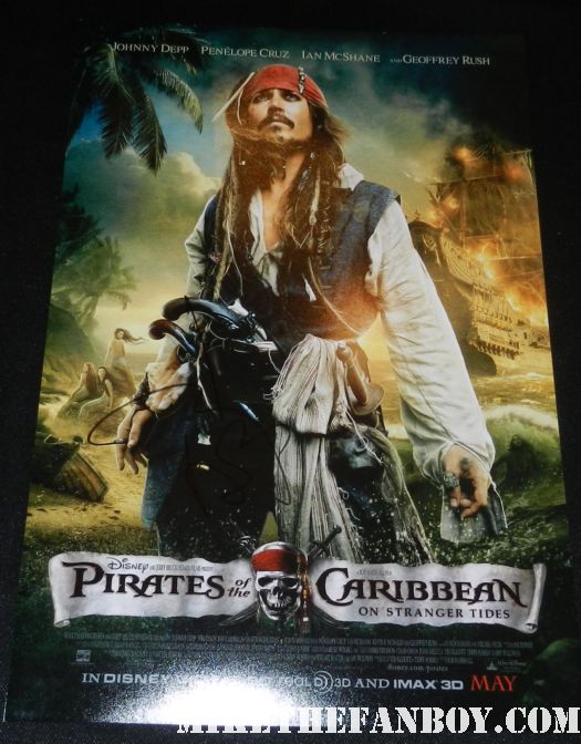 johnny depp signed autograph promo pirates of the caribbean promo mini movie poster at world's end