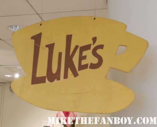 luke's diner sign from the gilmore girls on display at the paley centers out of the box promo and costume display