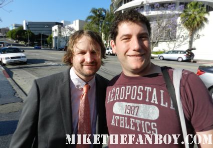 lenny jacobson from Nurse Jackie poses with mike the fanboy at the young playwright's festival in los angeles
