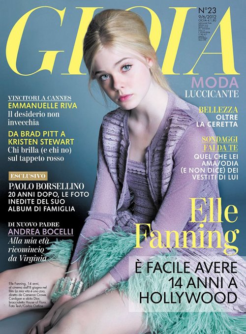 elle-fanning covers the July 2012 issue of Gioia magazine hot photo shoot promo fanning sister rare promo