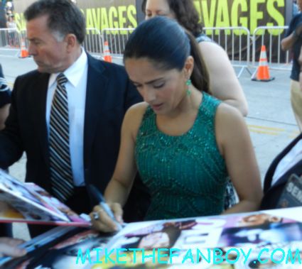 Salma Hayek signing autographs at the savages world movie premiere in westwood hot sexy from dusk till dawn actress