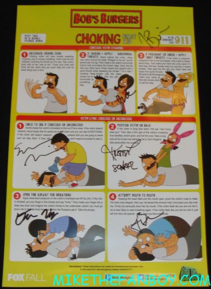 bob's burgers cast signed autograph mini movie promo poster the cast of bob's burgers signing autographs at the fox booth at san diego comic con 2012 sdcc
