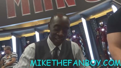 the marvel suit on display during the autograph signing at sdcc 2012 comic con with shane black and don cheadle