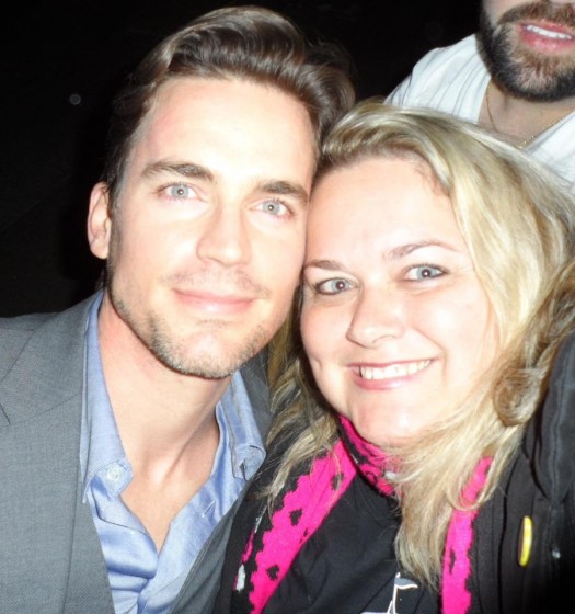 pinky posing with sexy hot matt bomer  for a fan photo rare promo hot sexy white collar neil caffrey rare promo hot sexy in time stunner