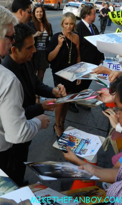 ben stiller and christine tayler signing autographs for fans at the watch movie premiere hot sexy rare promo