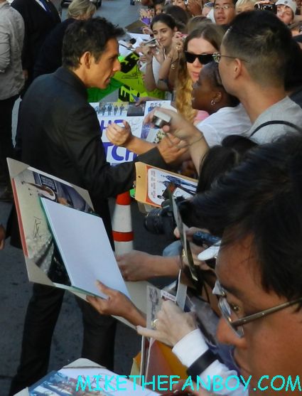 ben stiller and christine tayler signing autographs for fans at the watch movie premiere hot sexy rare promo