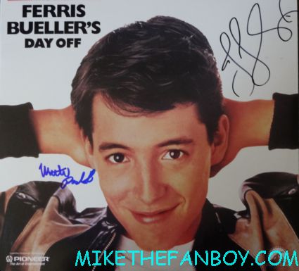 matthew broderick signed autograph ferris bueller's day off rare laserdisc promo movie poster jennifer grey