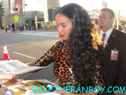 sexy joy bryant signing autographs for fans at the hit and run movie premiere