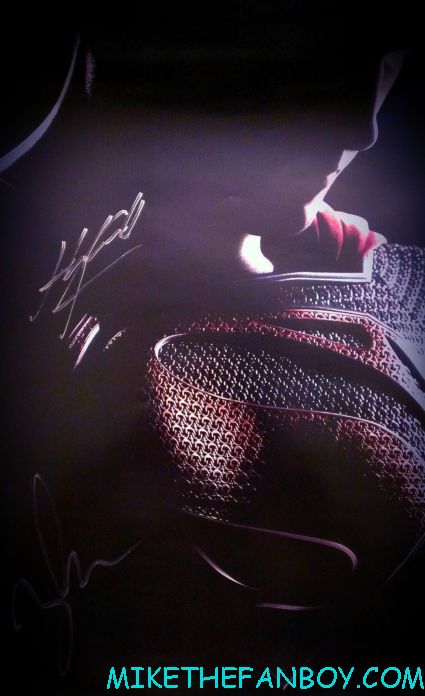 man of steel signed autograph promo mini poster from san diego comic con 2012 rare promo henry cavill zach snyder