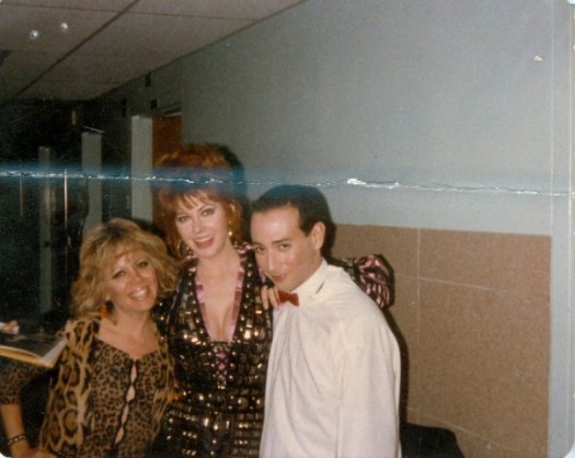 terry bolo from mike the fanboy with cassandra peterson and paul reubens on the set of pee wee's big adventure in 1985 hot sexy motorcylce mama behind the scenes