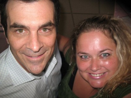 ty burrell posing for a fan photo with pinky at a play opening modern family star signed autograph rare phil dunphy