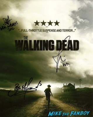 Joe Giles (Notable Walking Dead Bus Walker), Brian Hillard (Bloated Well Zombie), Bear McCreary (composer) the walking dead signed autograph dvd cover rare promo