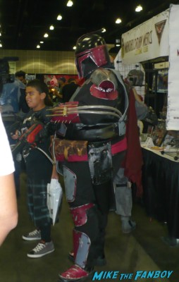 husky boba fett cosplayer at stan lee's comikaze expo 2012 sweating in the heat of the day